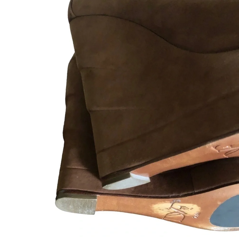 DVF Diane Von Furstenburg Payton Sandlewood Tan Peep Toe Wedge Sandal 7.5